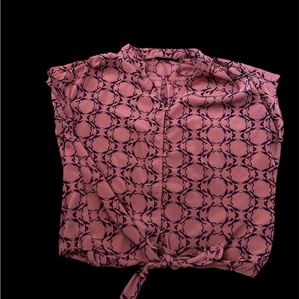 A.N.A tie front fox print blouse